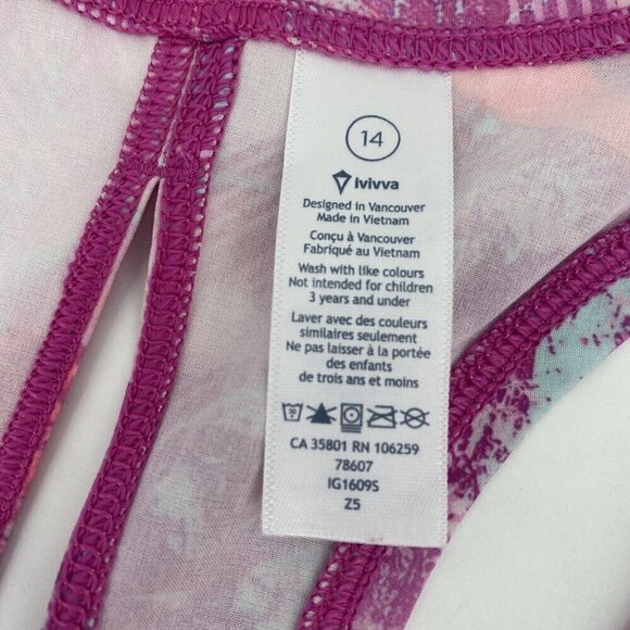 Ivivva By Lululemon Size 14 Sun Sprinter Singlet Tank SUBR/ROCR Colorful Pink - Picture 4 of 8